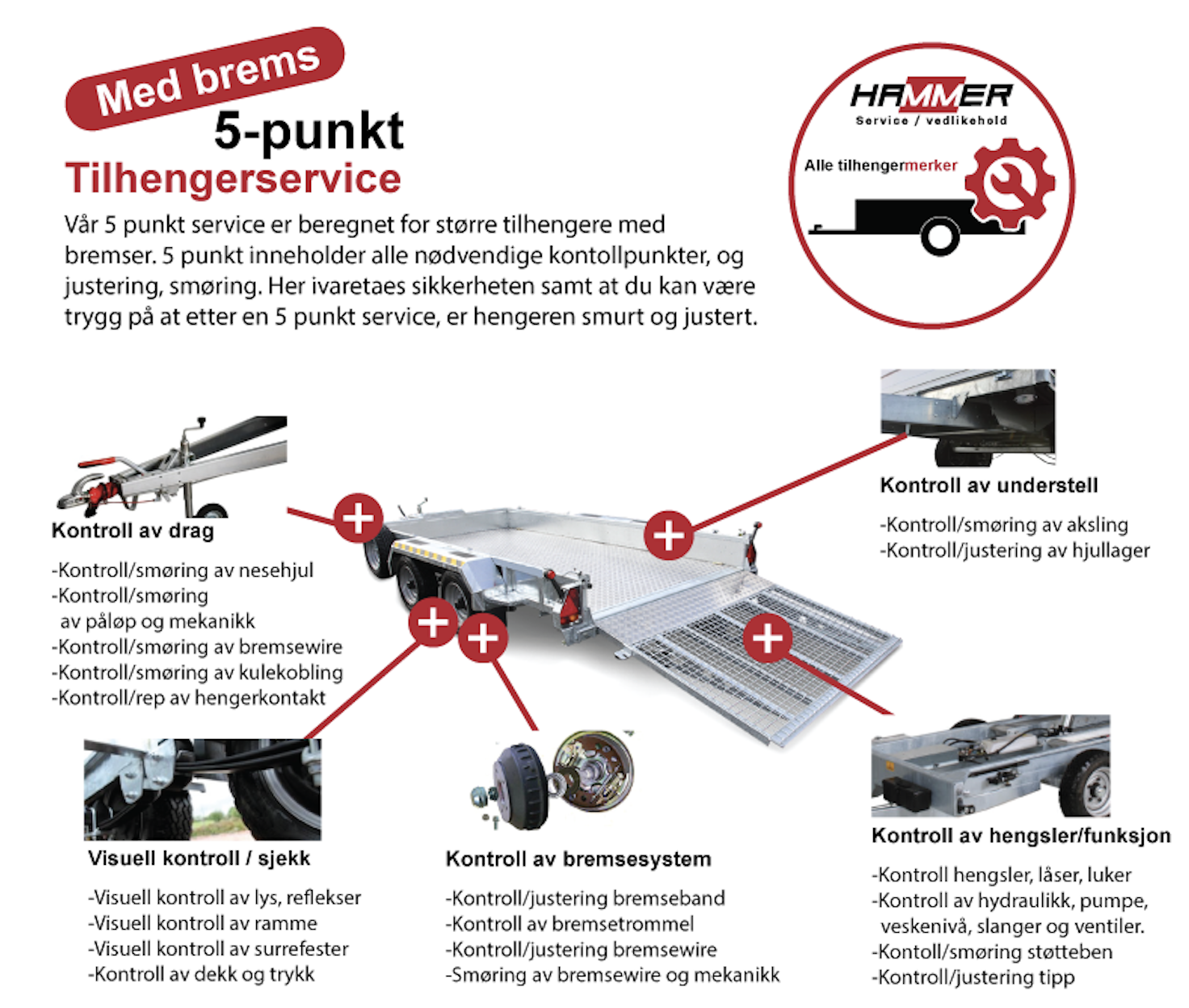 Hammer 5-punkt tilhengerservice med brems